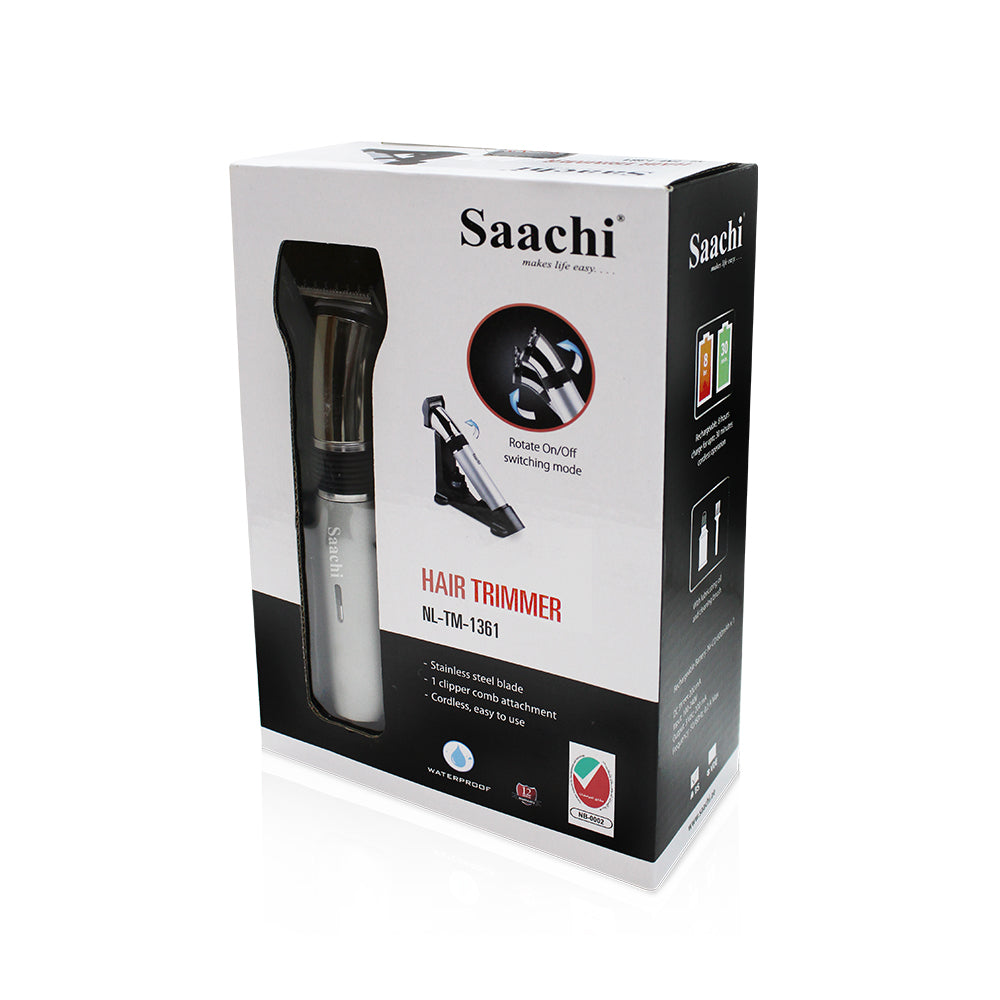 Waterproof Hair Trimmer – Rechargeable Cordless Grooming Kit – NL-TM-1361 – Silver & Black