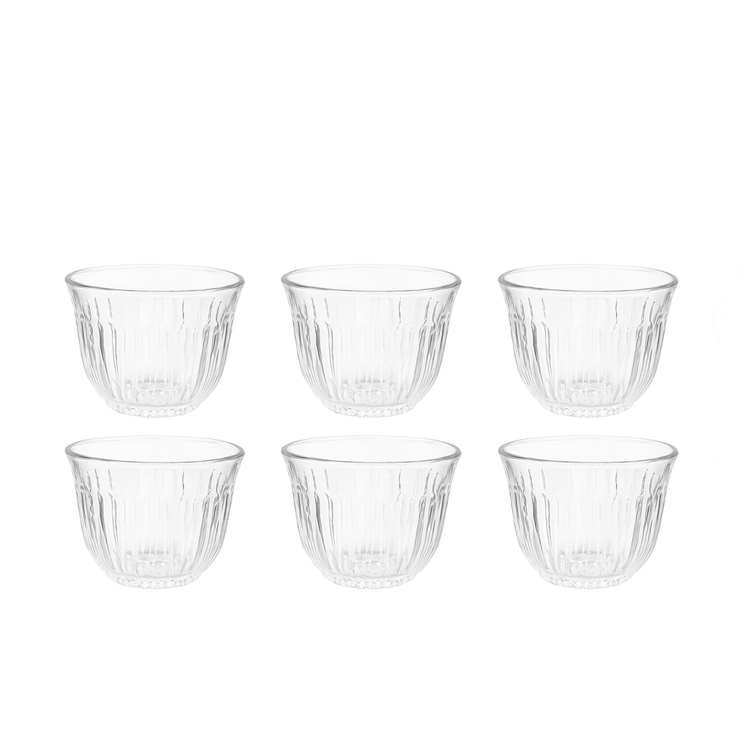 CC106 – Cawa Cup – 6-Piece Set – Clear Glass with Vertical Oval Pattern