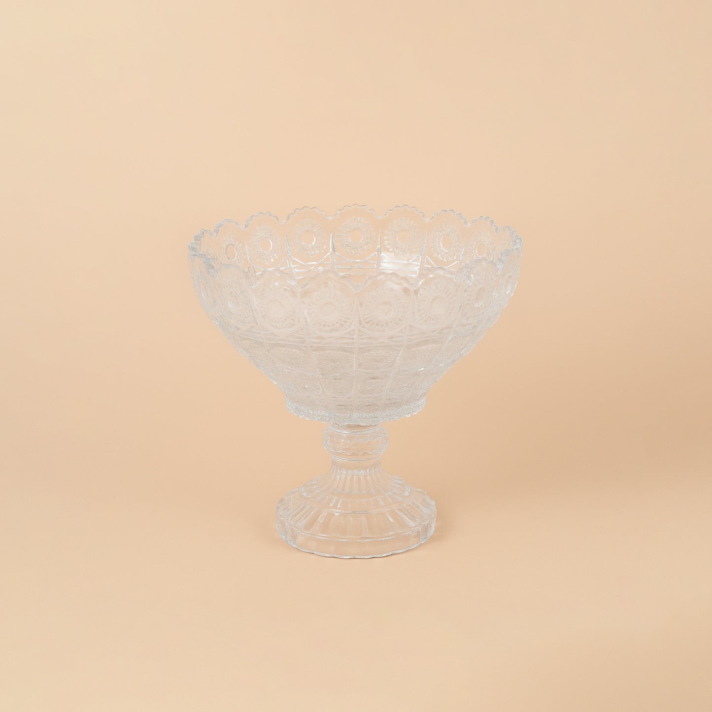 SK09672202W – Glass Fruit Bowl with Base – 24cm
