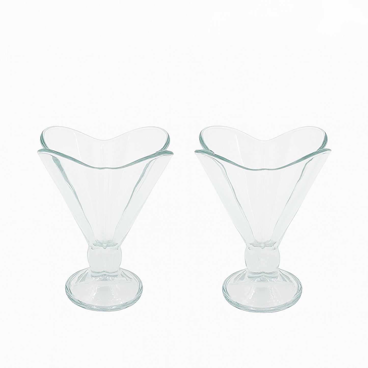 51628 – Ice Cream Bowl – 2-Piece Set – Clear Glass with Flared Wavy Rim