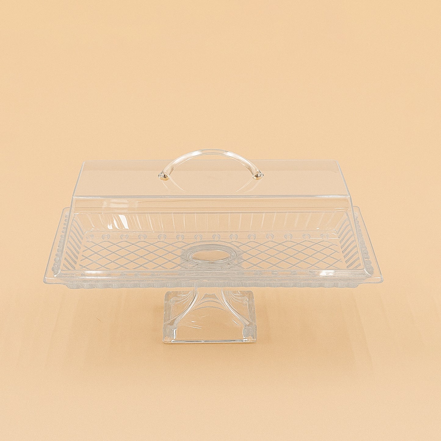 Glass Tray with Leg and Acrylic Lid – 34 cm (W) x 17 cm (L) – PL-833LIS