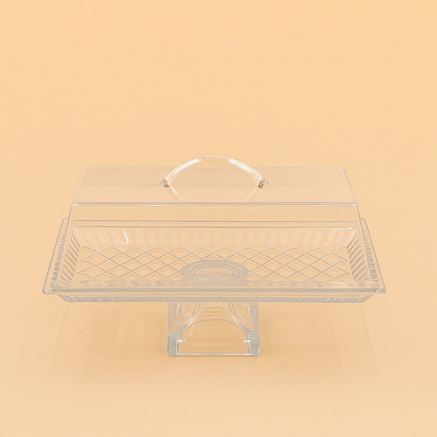 Glass Tray with Leg and Acrylic Lid – 34 cm (H) x 14 cm (L) – PL-833AC