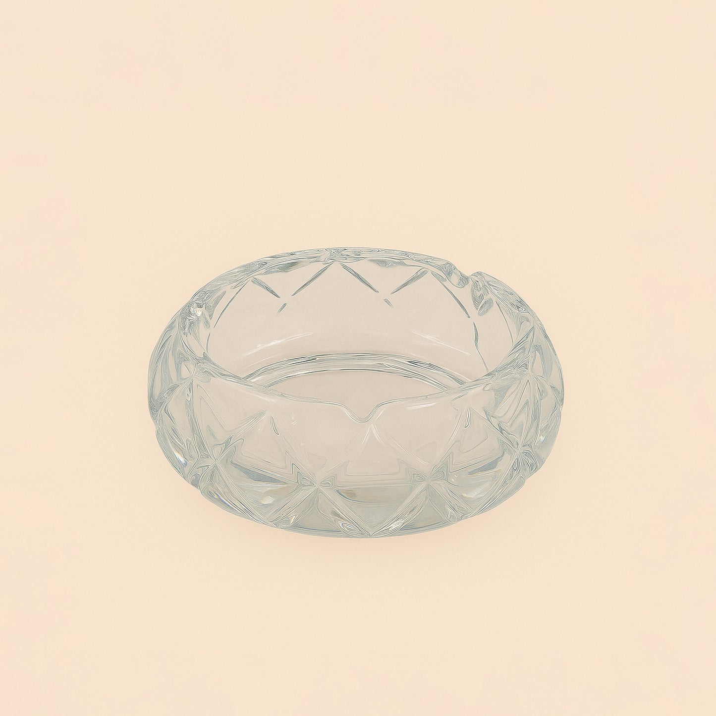 Glass Ashtray – Diamond-Cut Round Design – 16cm – DYSG11-2 (1910G)