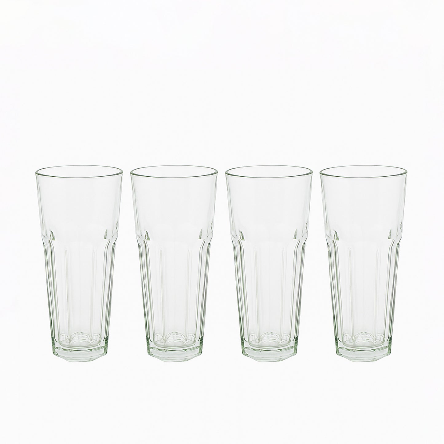 Drinking Glass – 4-Piece Set – 280 ml Clear Glass Tumblers with Faceted Sides
