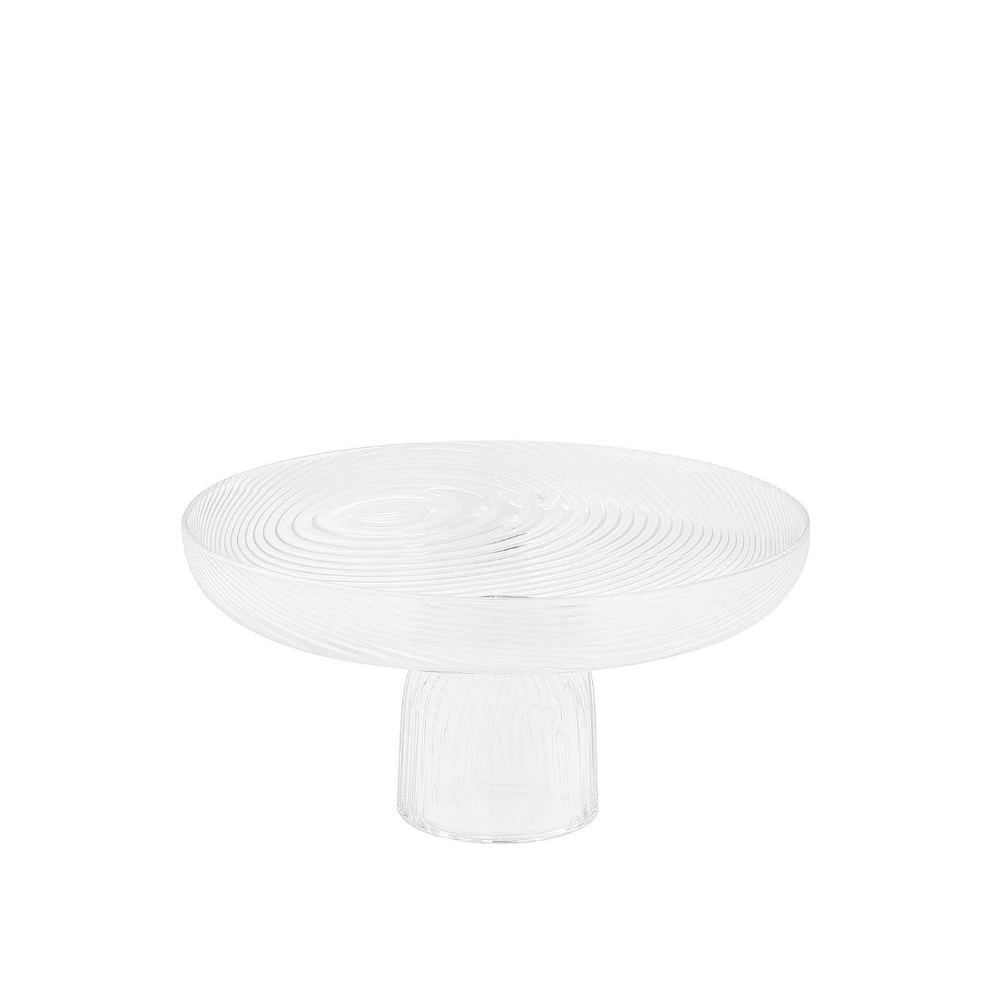1048-7 – Glass Fruit Bowl – 20cm Diameter – Clear Textured Pedestal Design