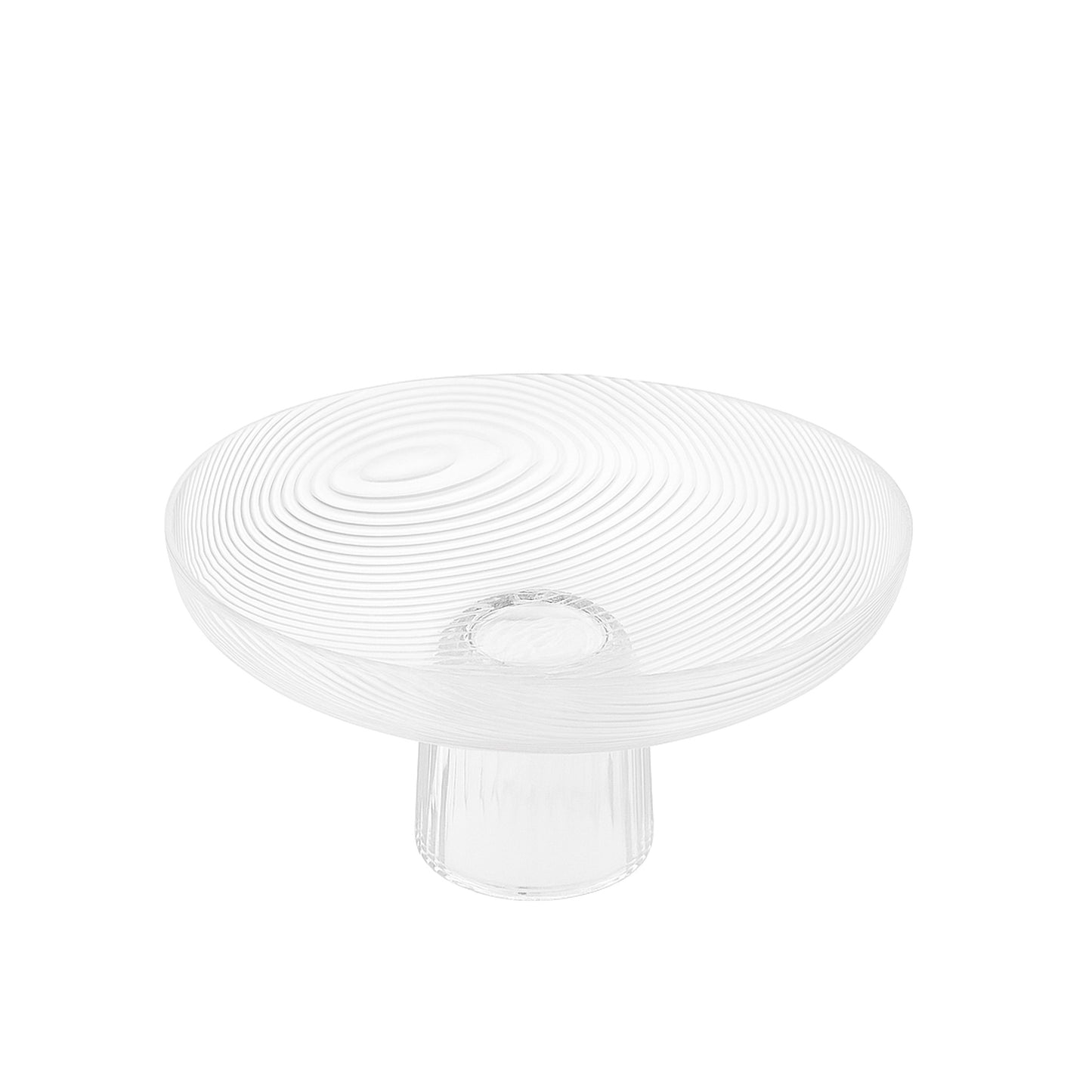1048-8 – Glass Fruit Bowl – 25cm Diameter – Clear Textured Pedestal Design