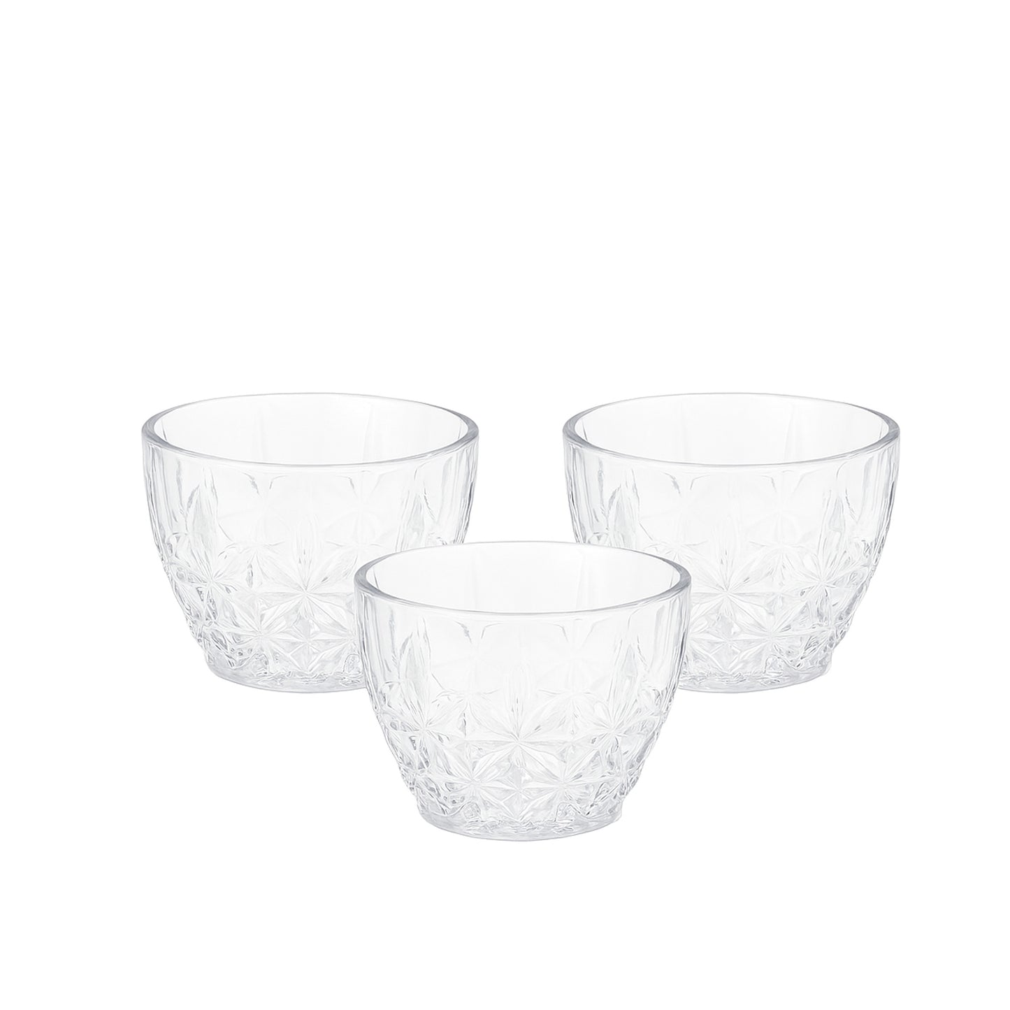 GER5362 – Glass Bowl – 3-Piece Set – Clear Floral-Cut Patterned Bowls for Serving