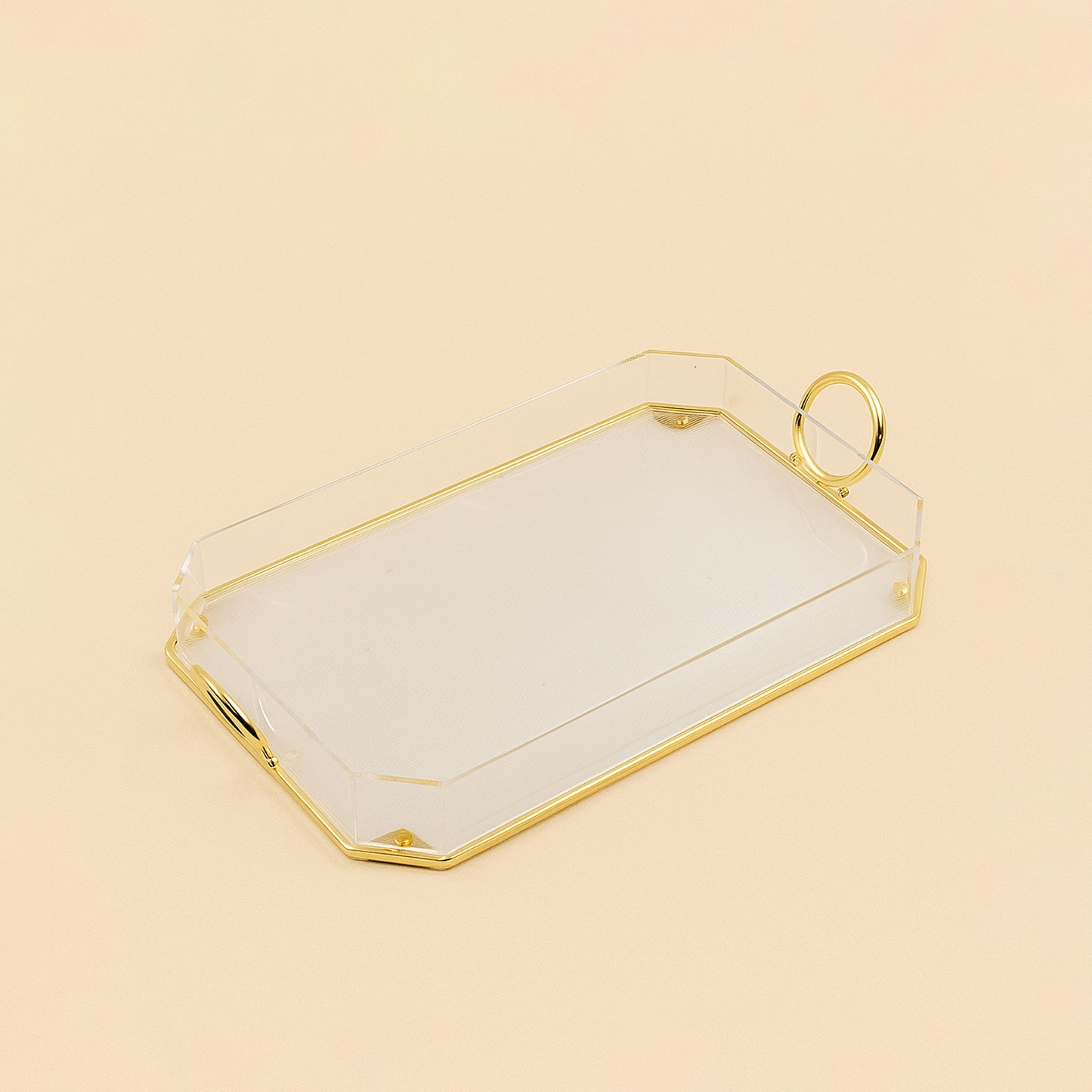 Acrylic Serving Tray with Handles Gold – 34 cm (W) x 23 cm (L) – CD-7525