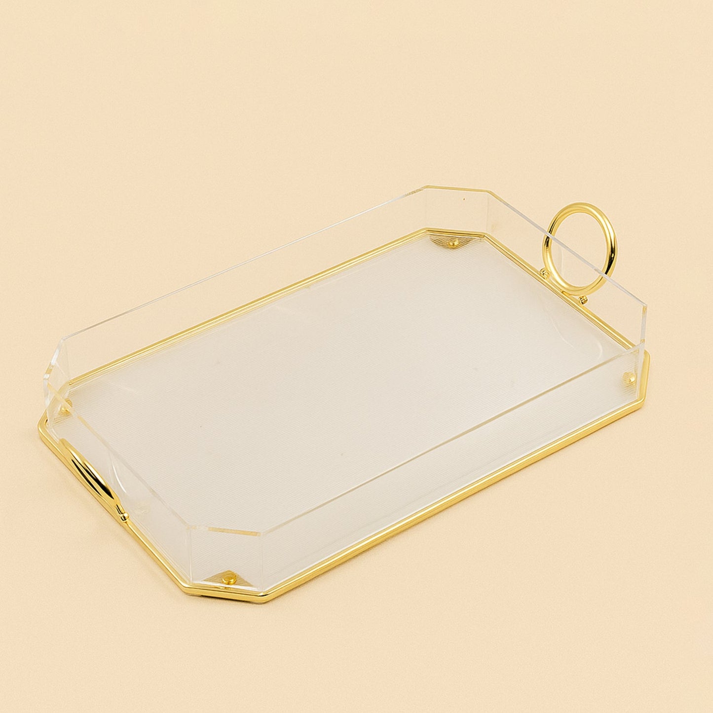 Acrylic Serving Tray with Handles Gold – 46 cm (W) x 33 cm (L) – CD-7519