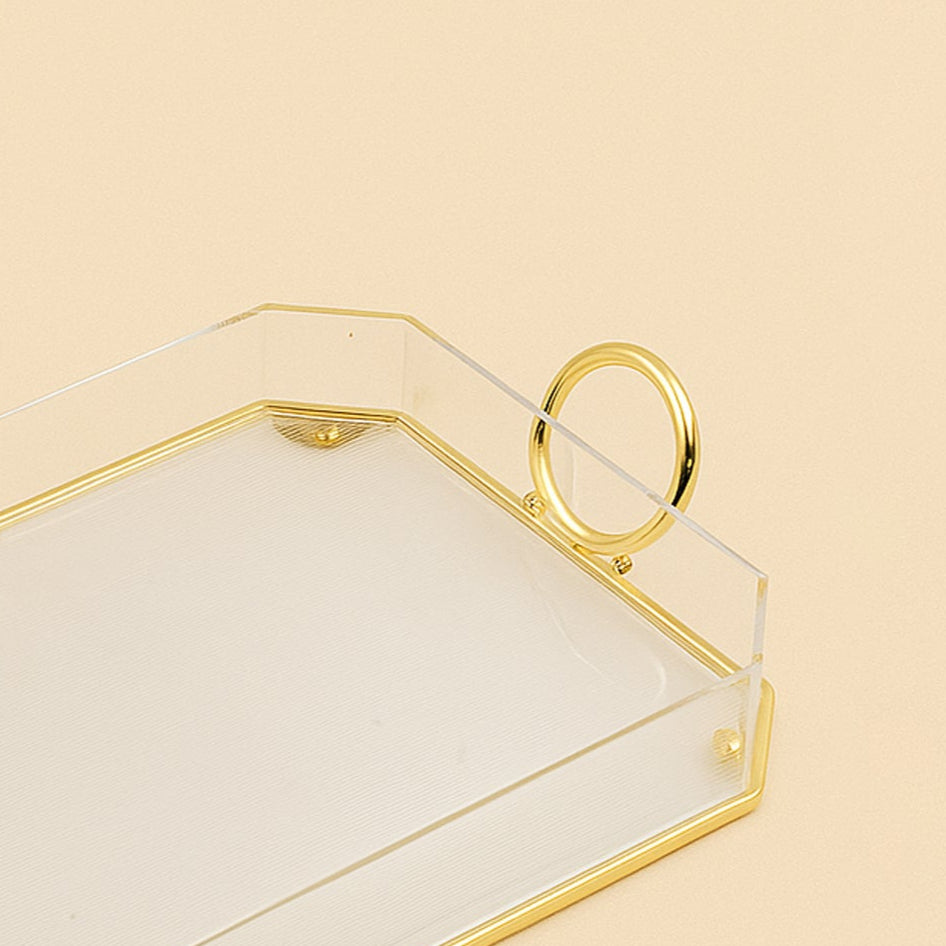 Acrylic Serving Tray with Handles Gold – 46 cm (W) x 33 cm (L) – CD-7519