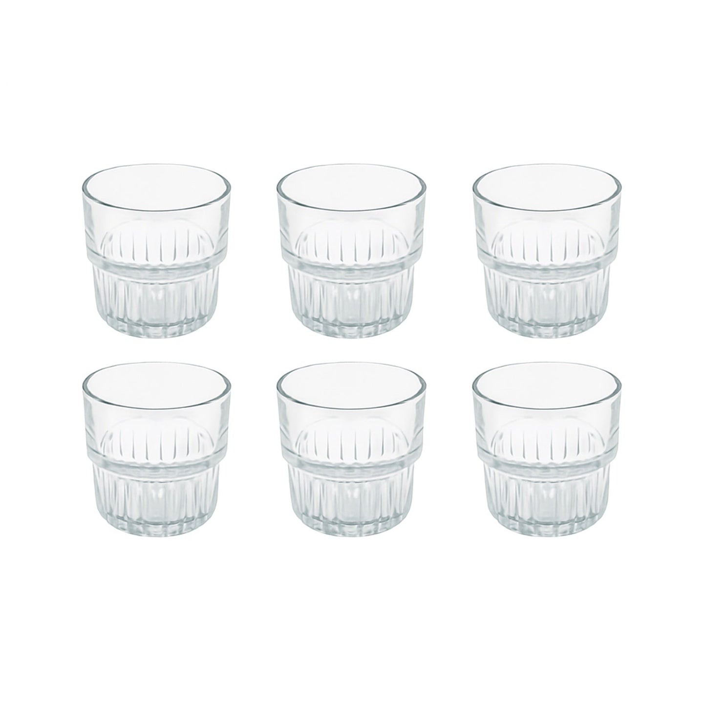 5109 – Twinkle Shorts Glass Set – 6 Pieces – 250ml – Clear Pressed Glass Tumblers