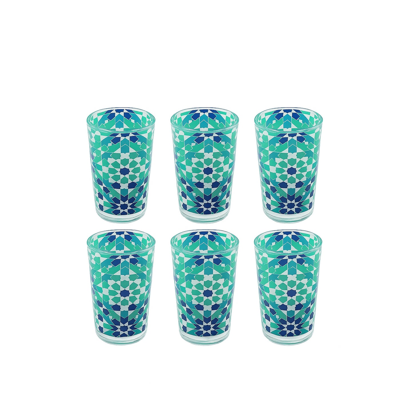 V57097-A/B/C/D – Glass Tumbler Set – 6 Pieces – 120ml – Morocco Tea Design