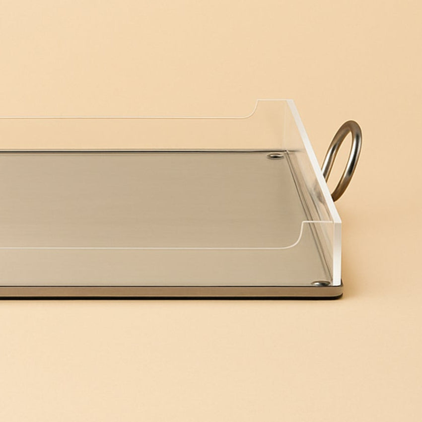 Acrylic Serving Tray with Handles Black – 34 cm (W) x 23 cm (L) – CD-7496