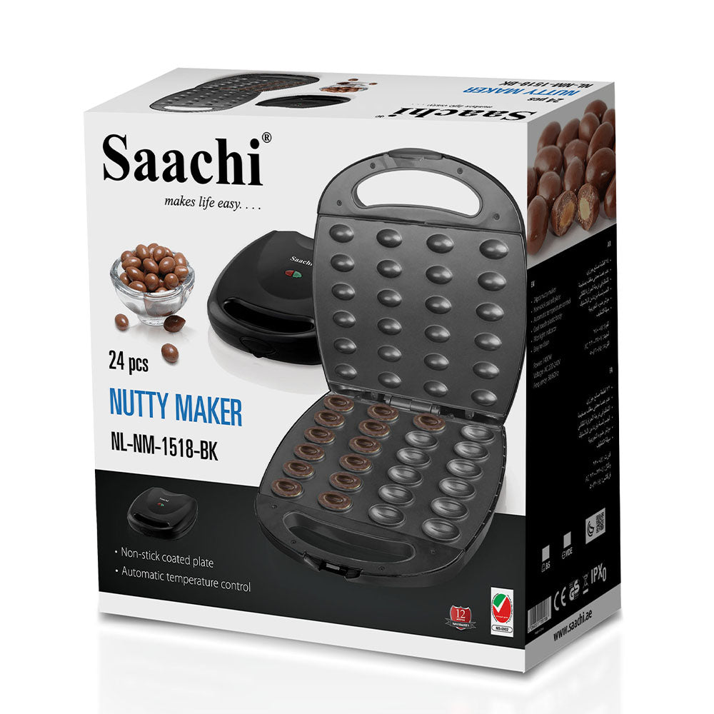Nutty Maker – 24-Piece Electric Snack Maker – 1400W – Non-Stick Coated – Black – NL-NM-1518-BK