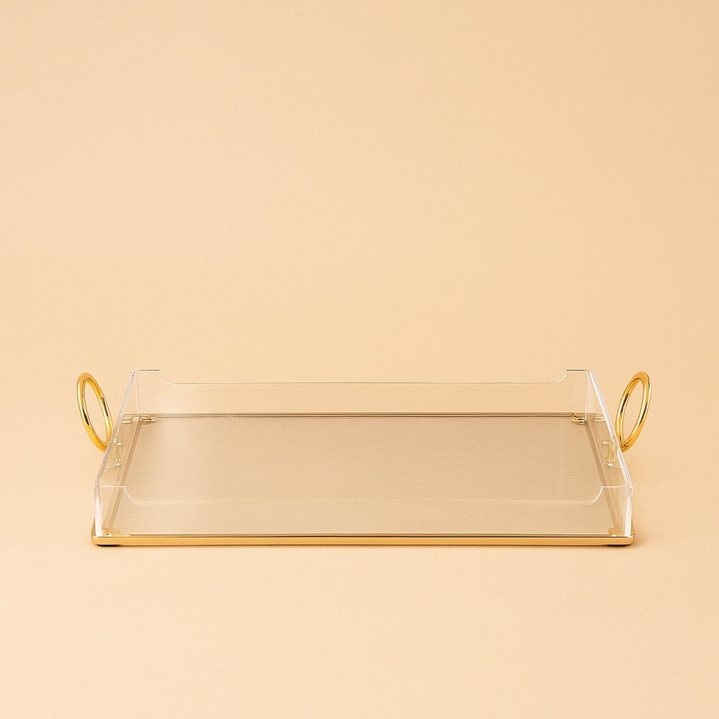 Acrylic Serving Tray with Handles Gold – 40 cm (W) x 27 cm (L) – CD-7494