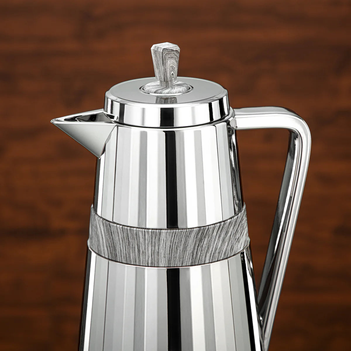 C77-CGM Vacuum Flask 2PC Set (1L + 0.7L) – Silver and Gray Finish – Elegant Thermal Bottles for Hot and Cold Drinks