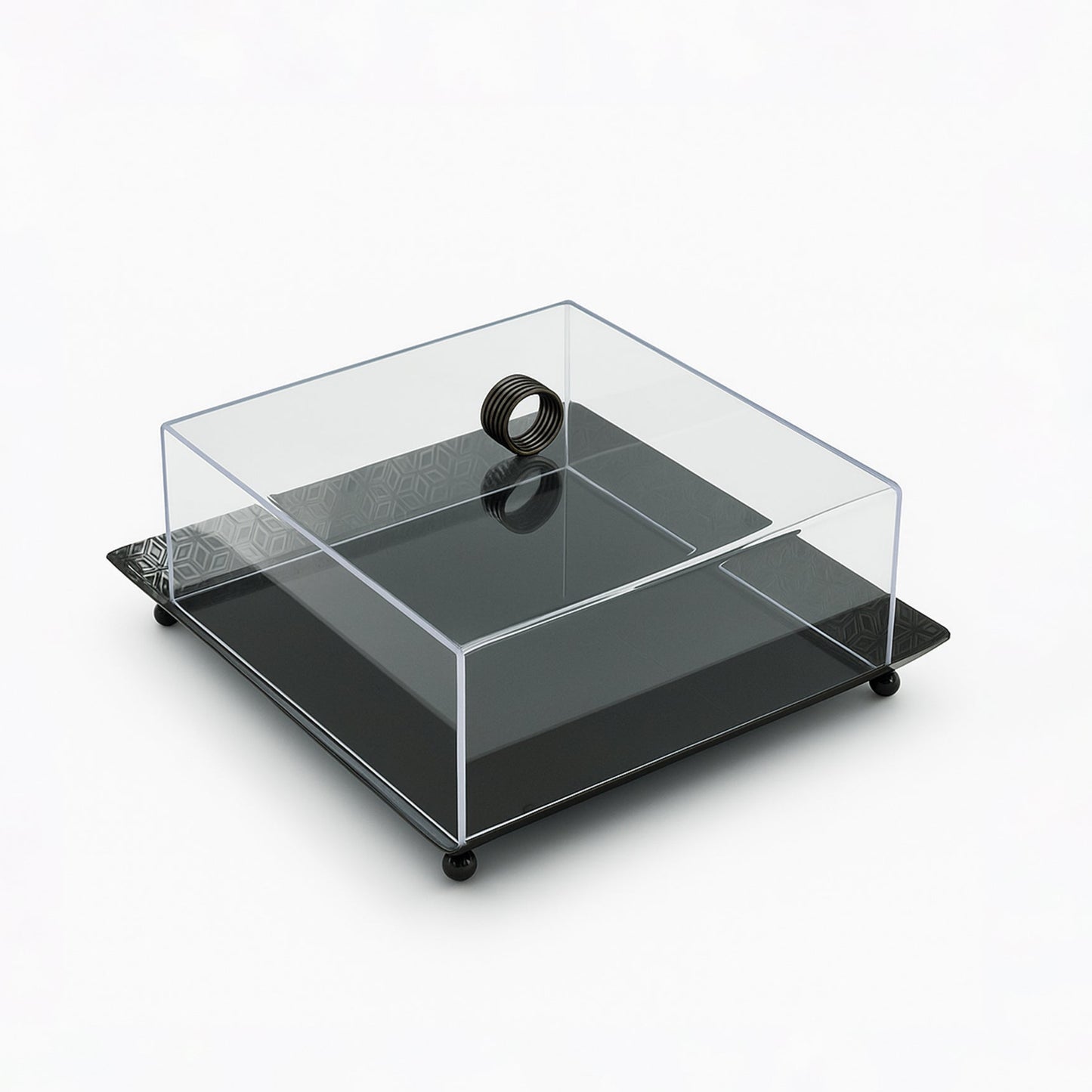 Acrylic Serving Tray with Lid – Black – 28cm (L) x 28cm (W) x 10cm (H) – VK1005B