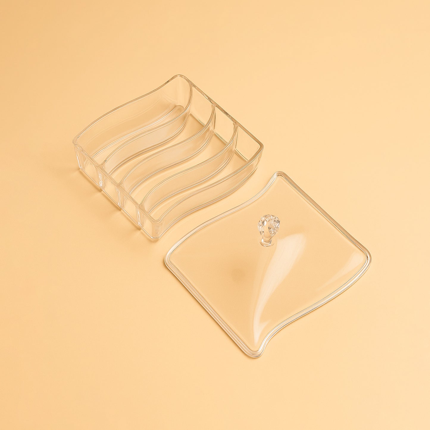 Acrylic Candy Bowl with Lid – Clear Finish – 19cm (L) x 15cm (W) – HS-T322