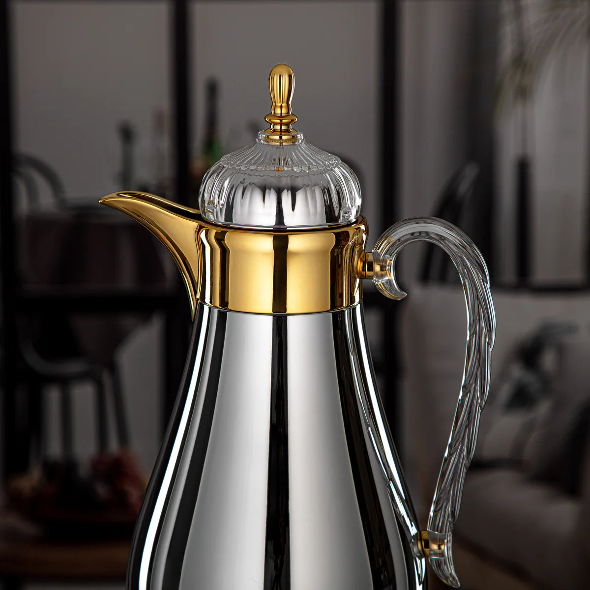 FG810 Vacuum Flask Set 2-Piece (0.7L + 1L) – Matte Silver and Gold