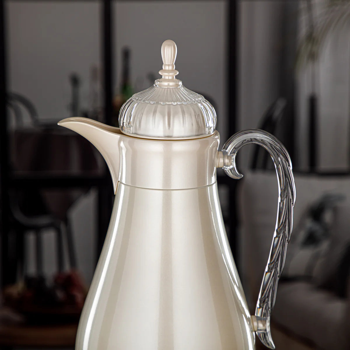 FG810 Vacuum Flask Set 2-Piece (0.7L + 1L) – Pearl White and Clear