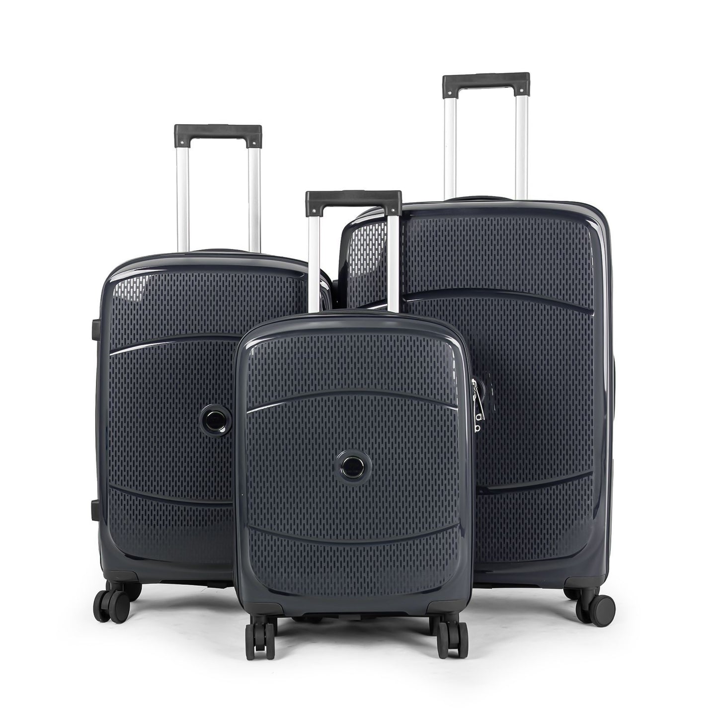 9148 PP Trolley Luggage Set 3-Piece – Lightweight Hard Shell Suitcases with Spinner Wheels – 20'', 24'', 28'' Sizes – Durable Travel Luggage in Grey