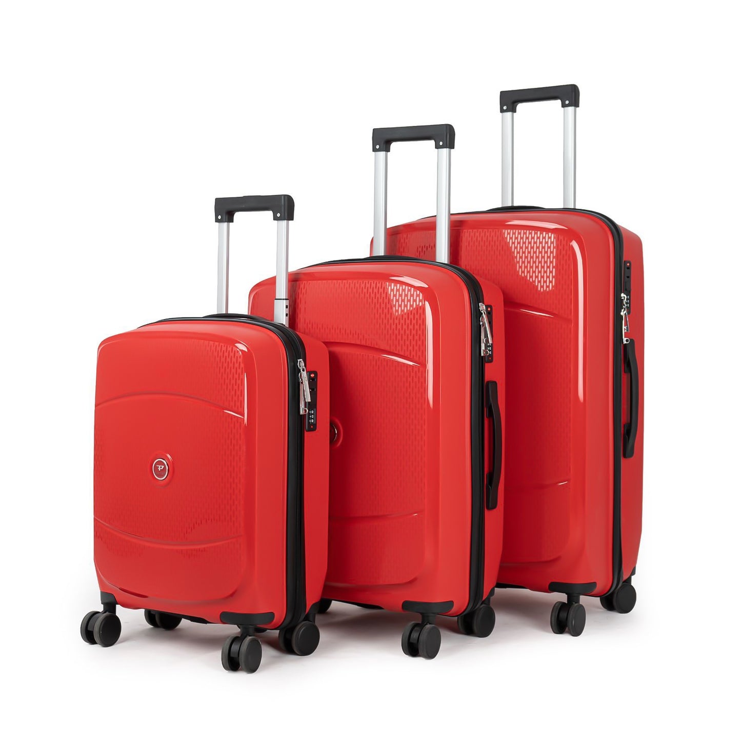 9148 PP Trolley Luggage Set 3-Piece – Lightweight Hard Shell Suitcases with Spinner Wheels – 20'', 24'', 28'' Sizes – Durable Travel Luggage in Red