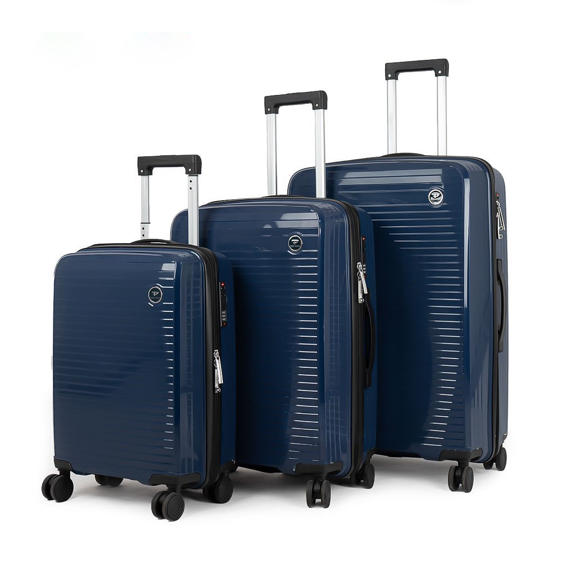 9152 PP Trolley Luggage Set 3-Piece – Lightweight Hard Shell Suitcases with Spinner Wheels – 20'', 24'', 28'' Sizes – Durable Travel Luggage in Dark Blue