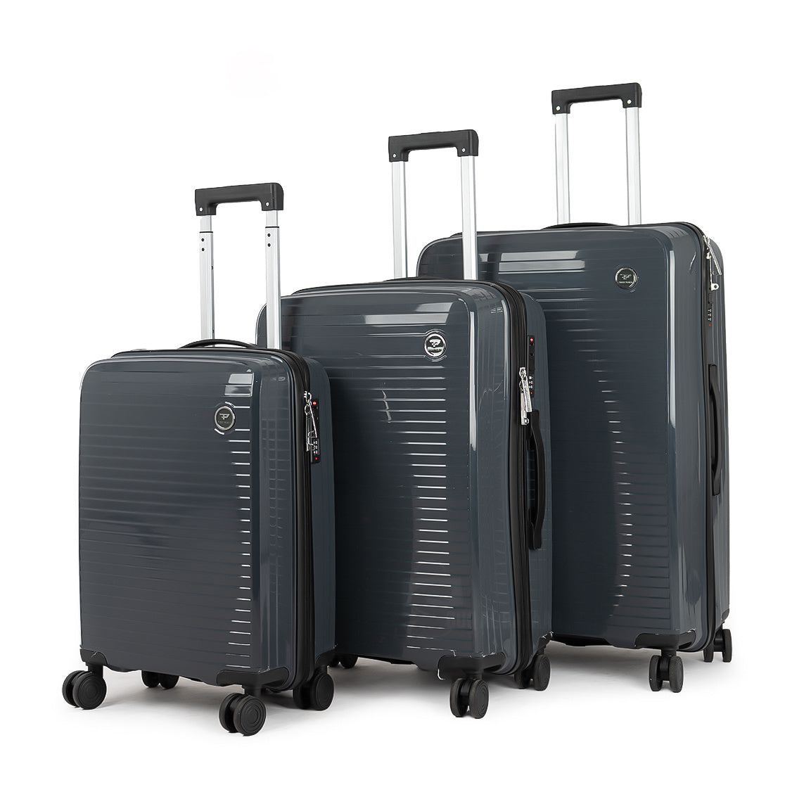 9152 PP Trolley Luggage Set 3-Piece – Lightweight Hard Shell Suitcases with Spinner Wheels – 20'', 24'', 28'' Sizes – Durable Travel Luggage in Grey