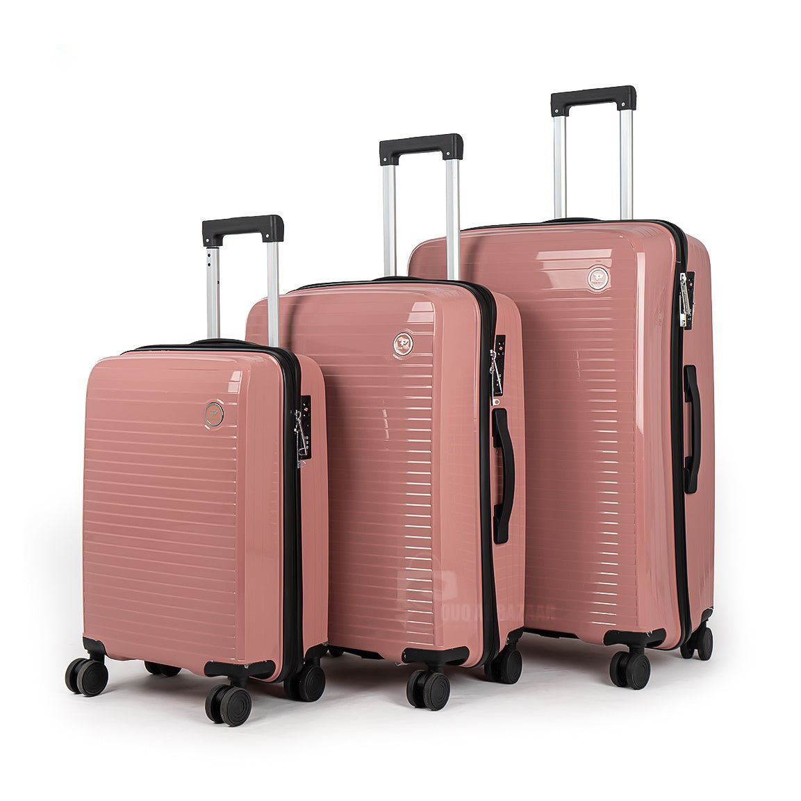9152 PP Trolley Luggage Set 3-Piece – Lightweight Hard Shell Suitcases with Spinner Wheels – 20'', 24'', 28'' Sizes – Durable Travel Luggage in Rose Gold