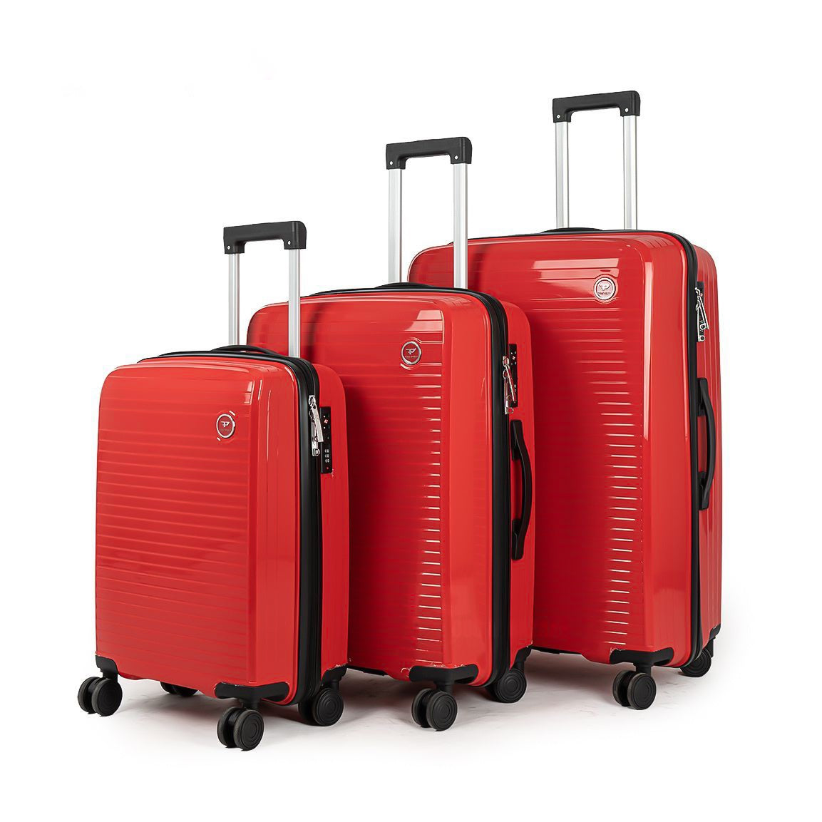 9152 PP Trolley Luggage Set 3-Piece – Lightweight Hard Shell Suitcases with Spinner Wheels – 20'', 24'', 28'' Sizes – Durable Travel Luggage in Red