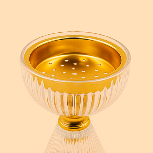 Glass Incense Burner – 18.5 cm (H) – Gold – Modern Transparent Ribbed Design – NF-36051-P