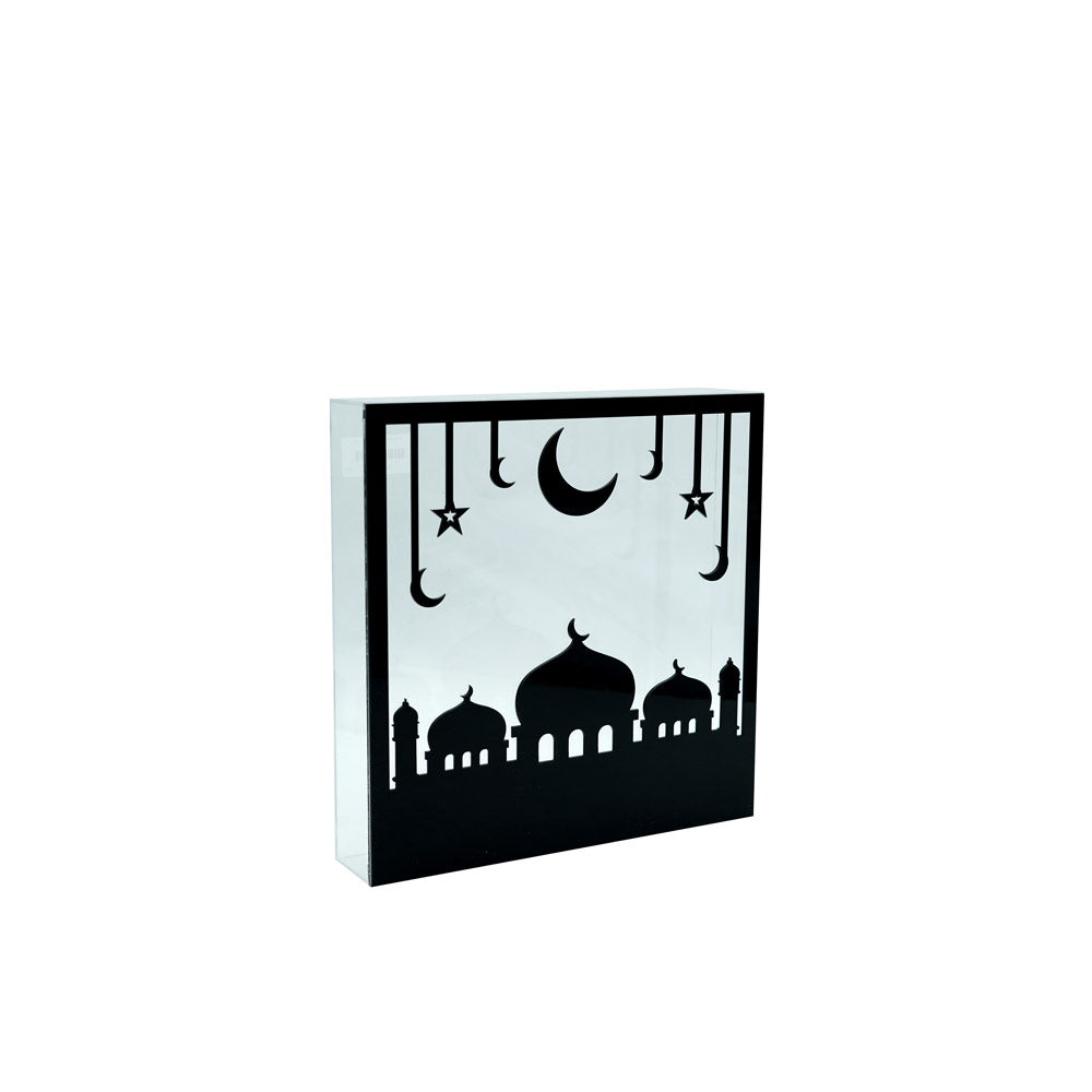 23R186 صندوق رمضان مربع مع مئذنة ديكور رمضان كبير
