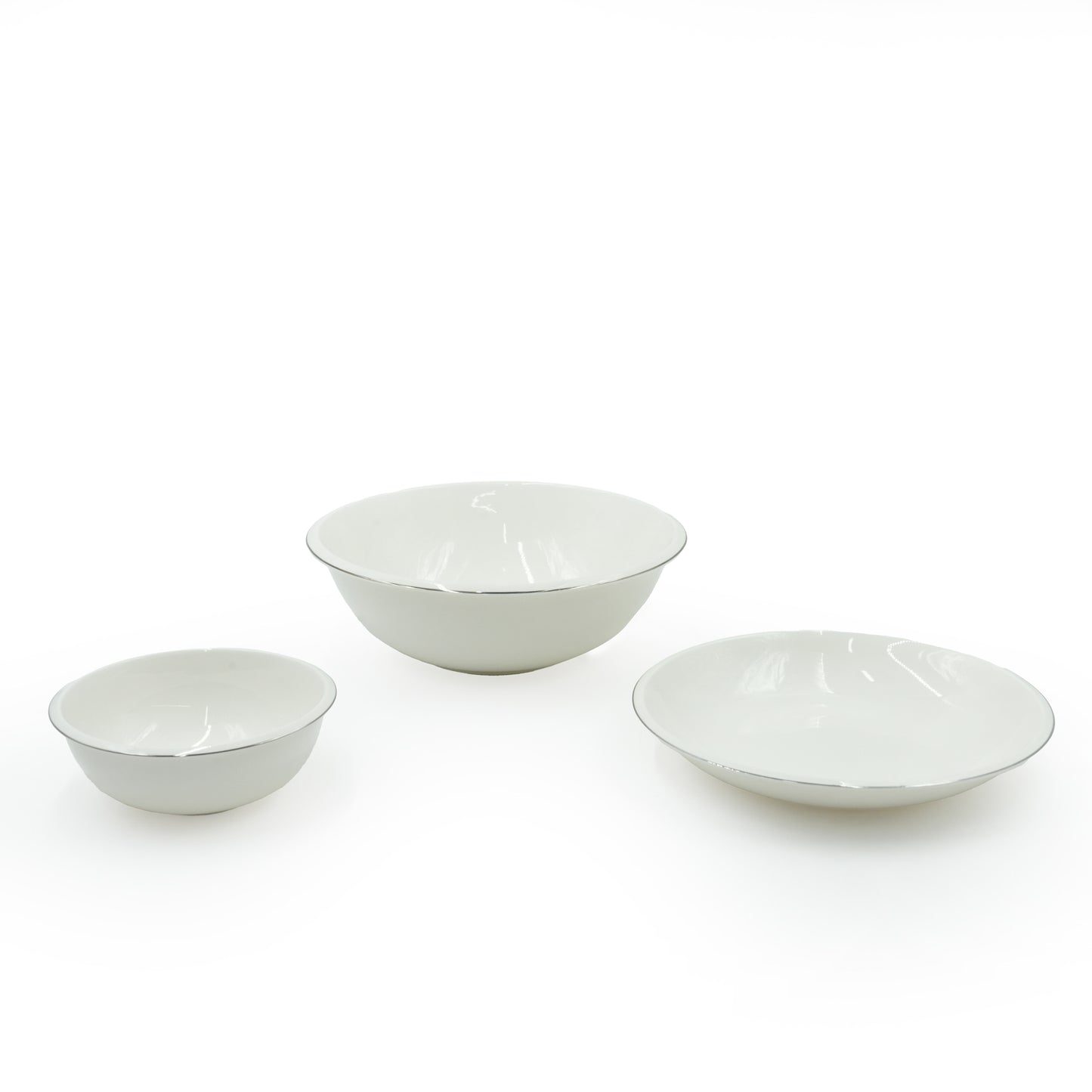 GL-247 Dinner Set 26-Piece – Elegant White Porcelain Plates and Bowls with Silver Rim – Durable and Stylish Dinnerware for Everyday Use and Special Occasions