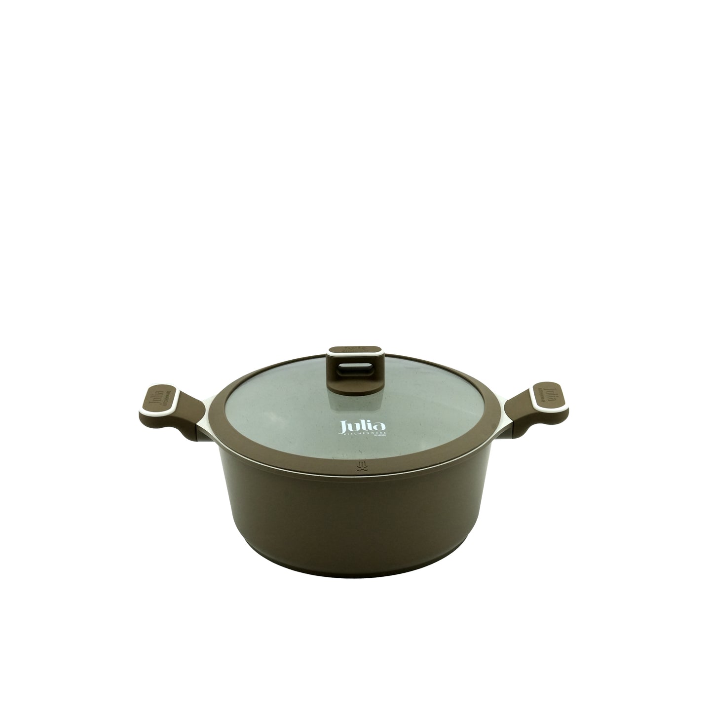 JU1047 Julia Cookware Set 8-Piece – Matte Brown Finish - Non-Stick Durable Casserole Pots with Glass Lids for Everyday Cooking