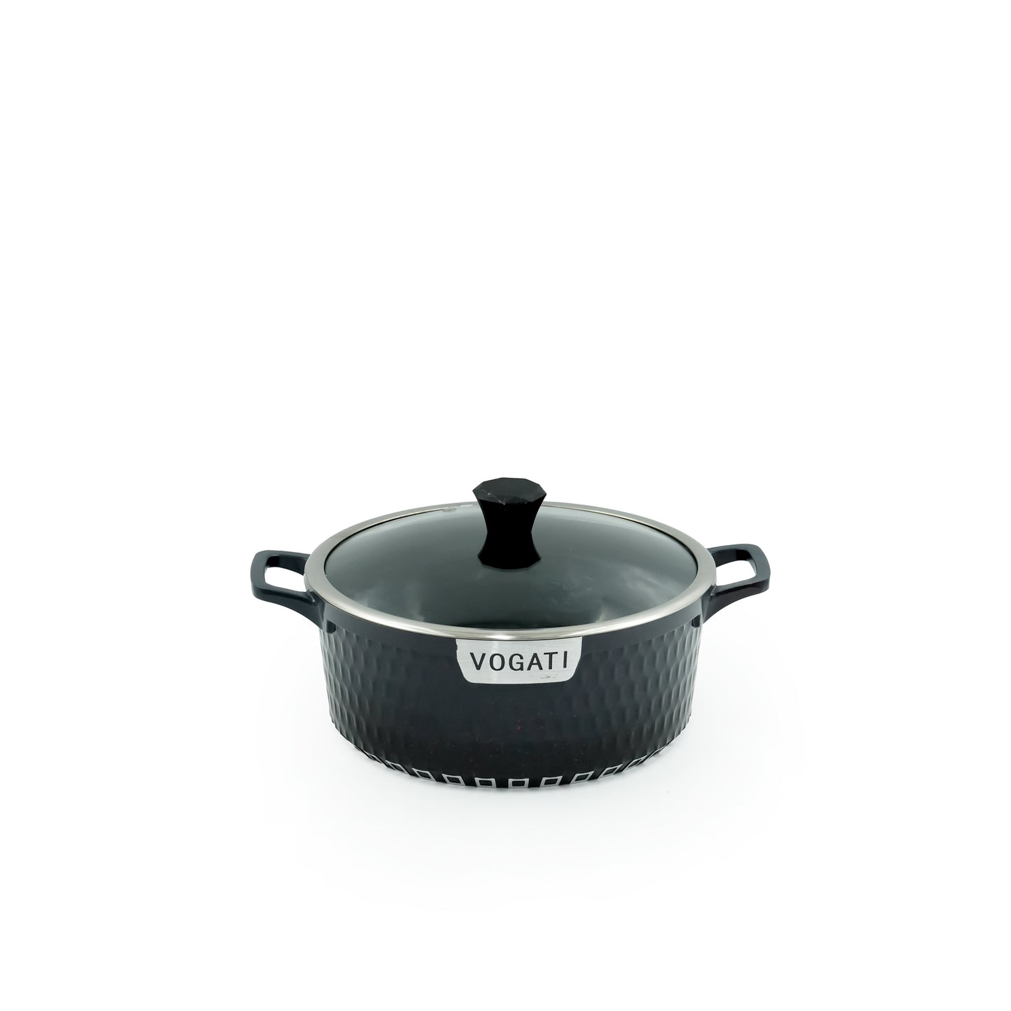 DMO Cookware Set 10-Piece – Textured Black Finish – Non-Stick Durable Casserole Pots with Tempered Glass Lids for Stylish Modern Kitchens