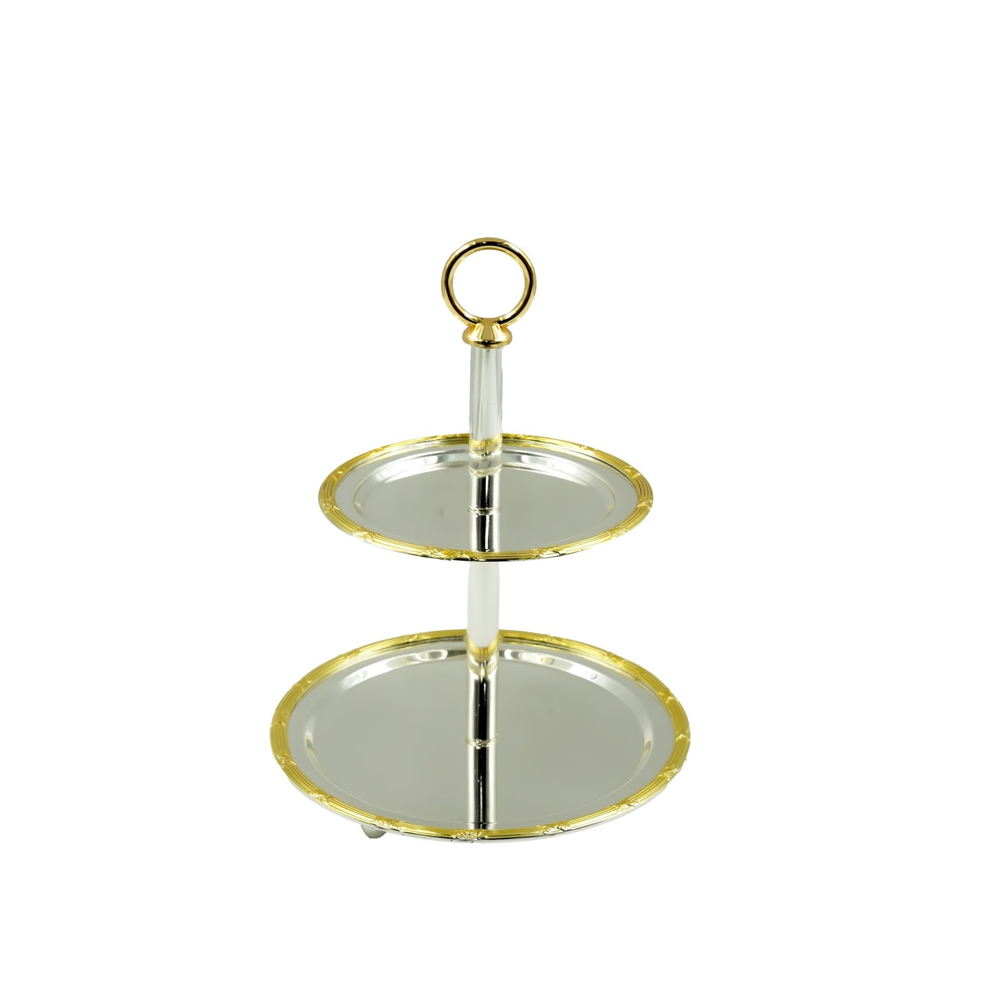 AMSG-TW-2241/2 2-Layer Gold Stand – 27cm Height – Elegant Tiered Serving Tray for Sweets, Dates, and Snacks with Golden Trim