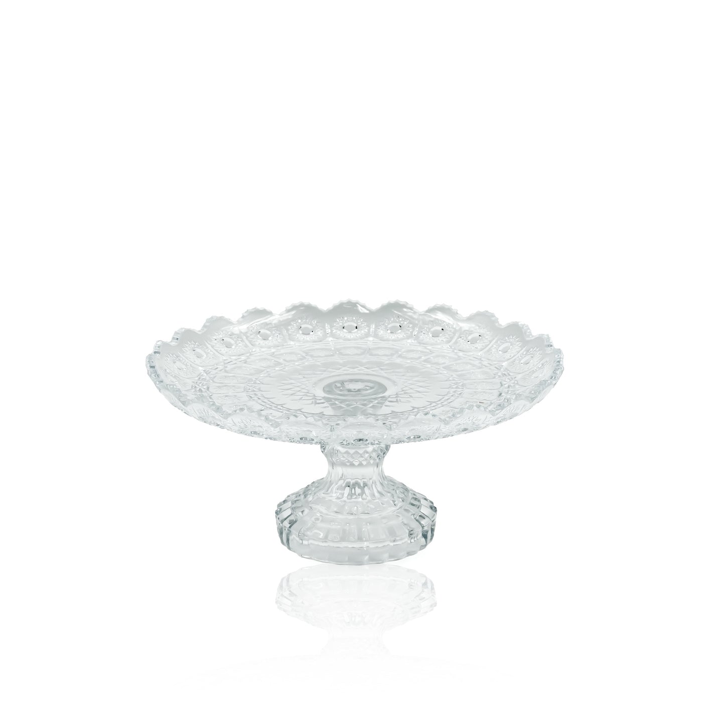 9671706 SK09672602W Glass Fruit Bowl with Stand – 30cm Diameter × 12cm Height – Elegant Clear Pedestal Bowl for Serving Fruits, Sweets, and Desserts