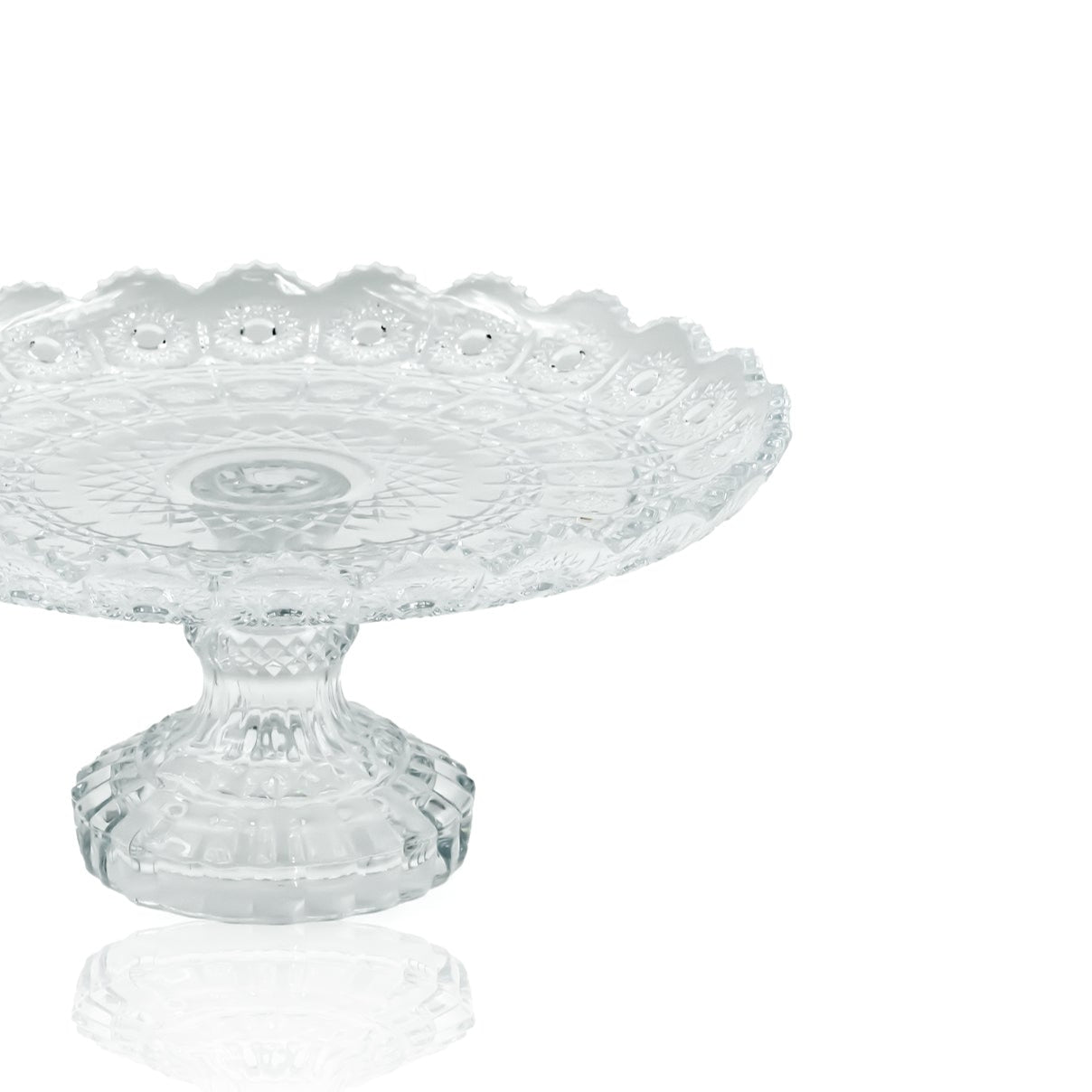 9671706 SK09672602W Glass Fruit Bowl with Stand – 30cm Diameter × 12cm Height – Elegant Clear Pedestal Bowl for Serving Fruits, Sweets, and Desserts
