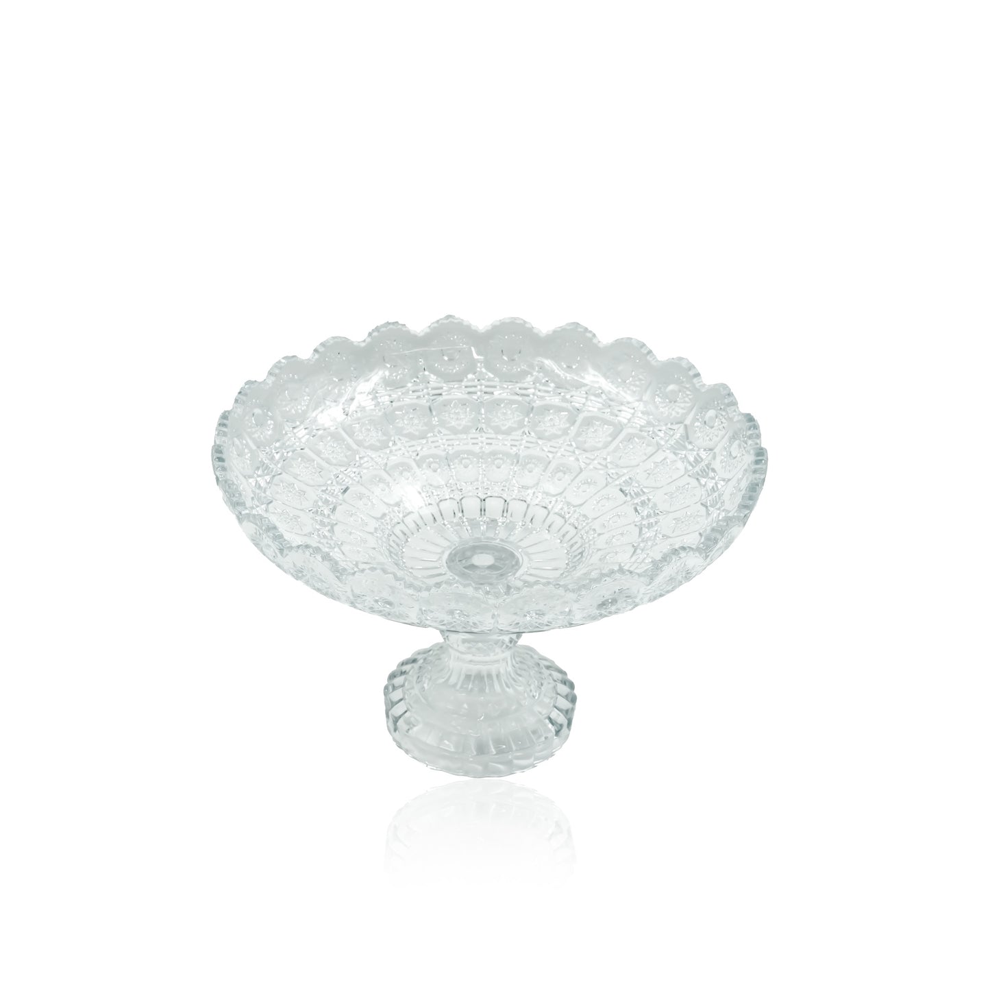 9672404 Glass Fruit Bowl with Stand – 31cm Diameter × 20cm Height – Elegant Clear Pedestal Bowl for Serving Fruits, Sweets, and Decorative Displays