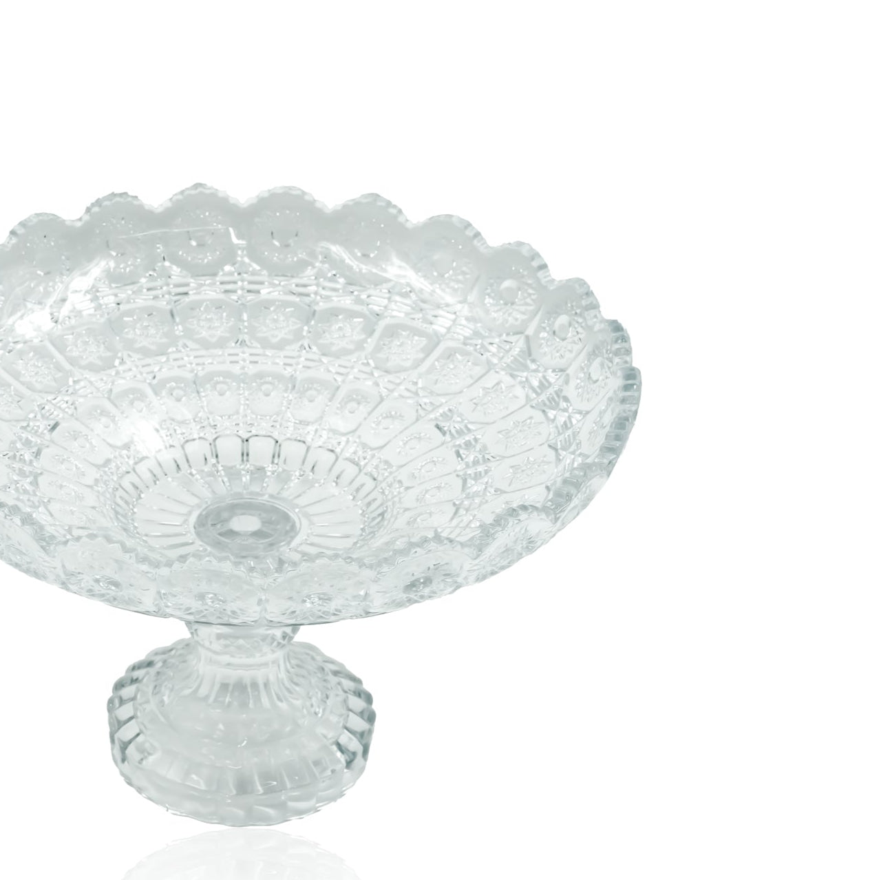 9672404 Glass Fruit Bowl with Stand – 31cm Diameter × 20cm Height – Elegant Clear Pedestal Bowl for Serving Fruits, Sweets, and Decorative Displays