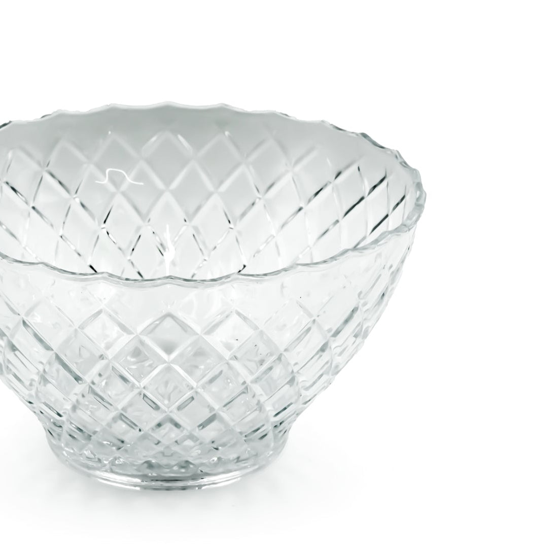 NB7356GCL Michele Glass Fruit Bowl – 3000cc Capacity – Elegant Textured Clear Glass Bowl for Serving Nuts, Fruits, and Snacks