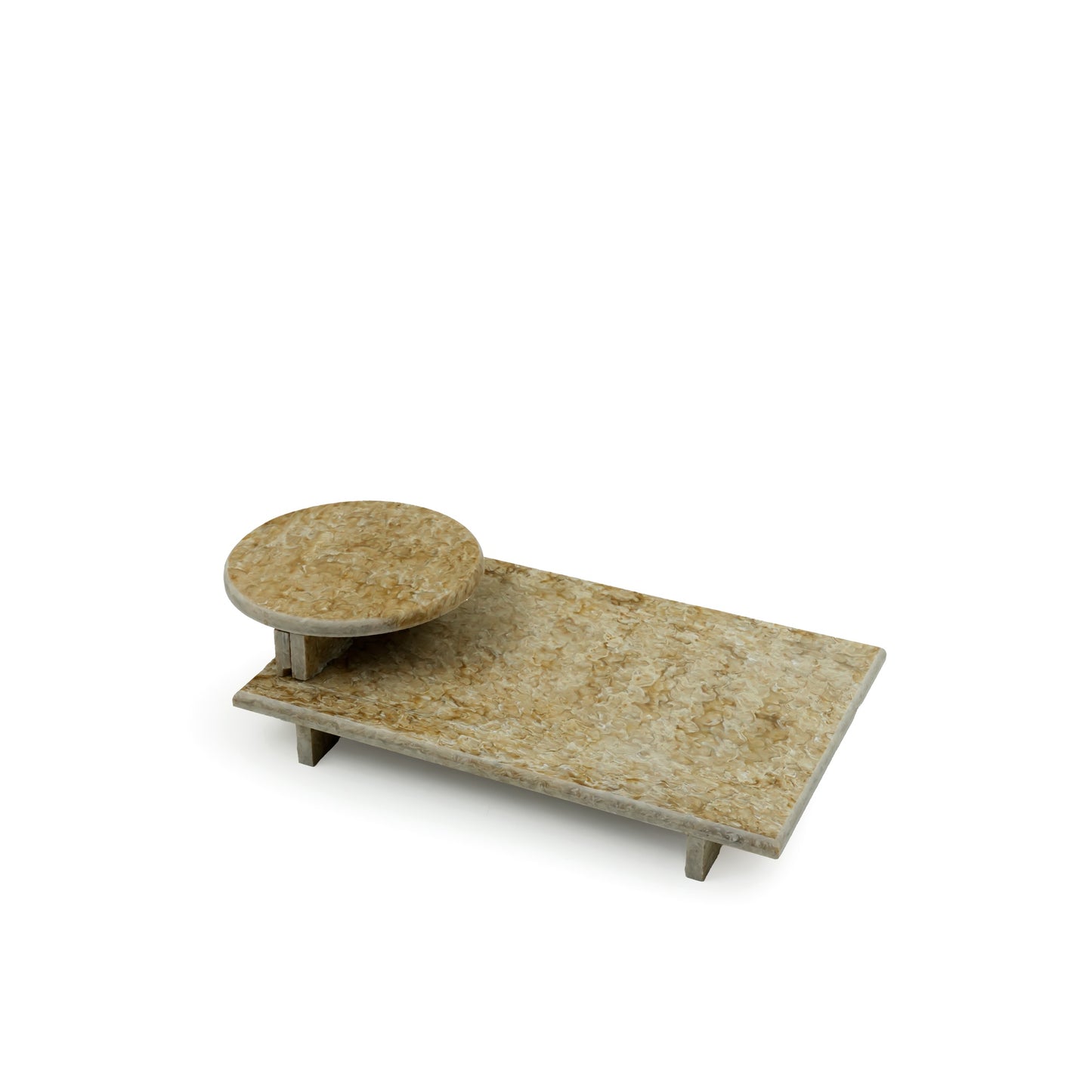 EA-COR007 Marble Stand – 47cm (L) × 24cm (W) – Large Elegant Beige Marble Display Stand for Decor, Serving, or Organizing