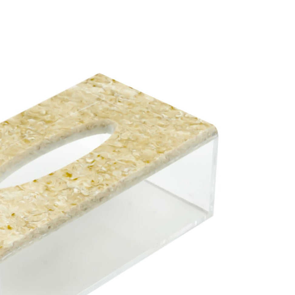 EA-COR011 Acrylic Tissue Box with Marble Lid – 20.5cm (L) × 12cm (W) × 8.5cm (H) – Elegant Clear Tissue Holder for Home, Office, or Vanity Use