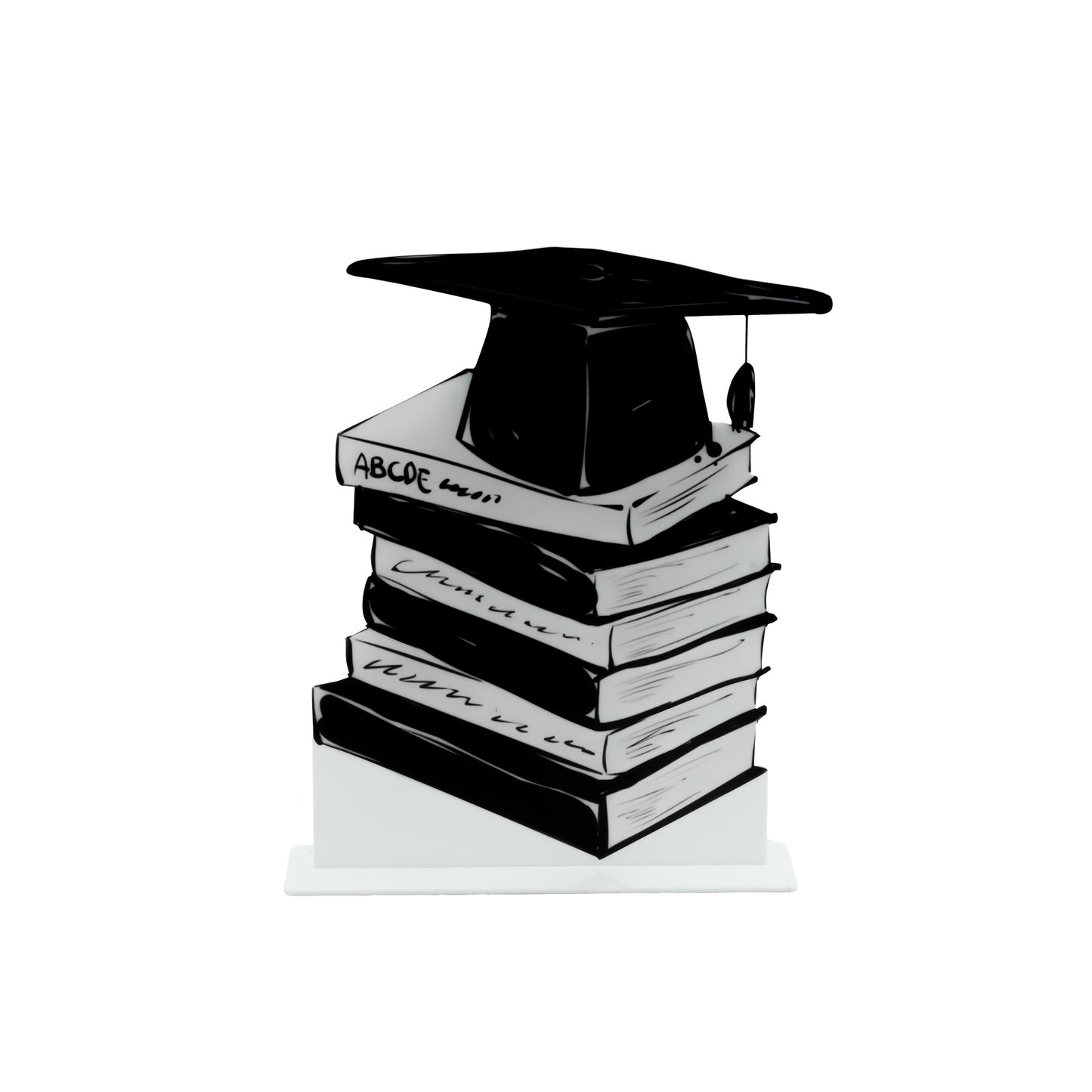 Acrylic Graduation Stand – 30cm (H) × 24cm (W) – Decorative Book Stack Design with Graduation Cap for Party Tables and Gift Displays