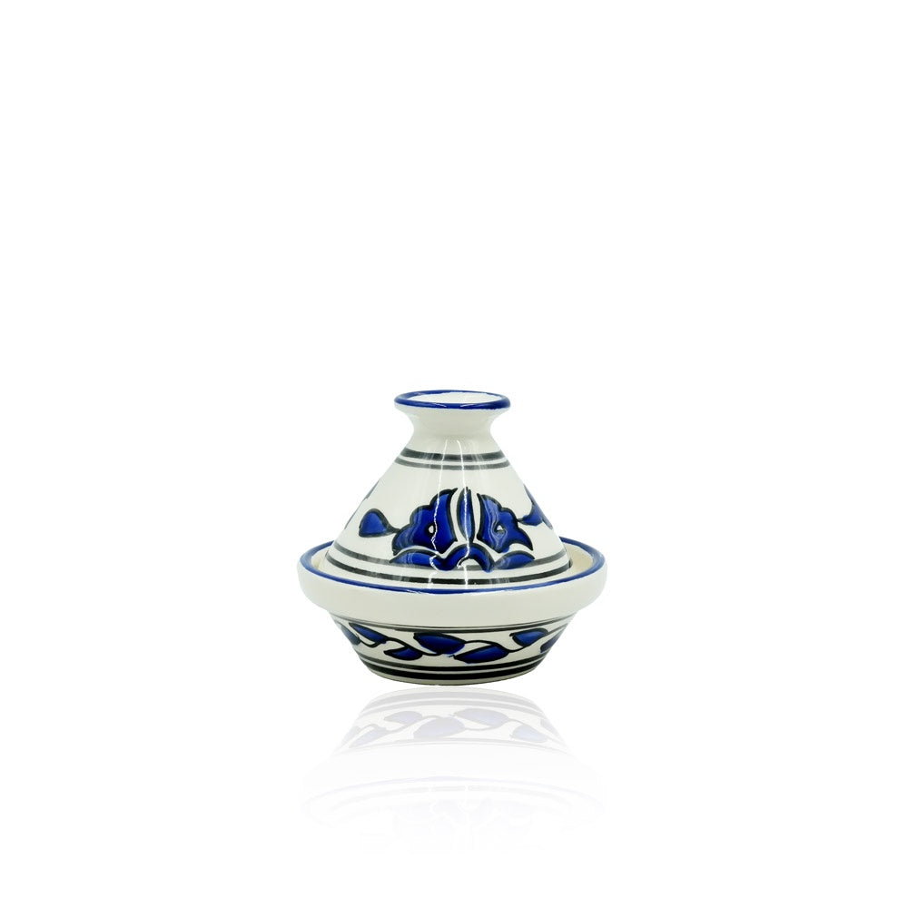 09-PB Ceramic Tajine Art Culinaire Floral Blue, 9cm (H)