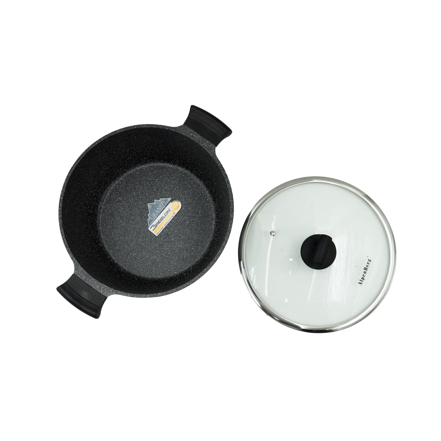 GV-256 Casserole Pot – 32cm Extra-Large Non-Stick Granite Finish with Glass Lid – Heavy-Duty Cookware for Large Families and Bulk Cooking