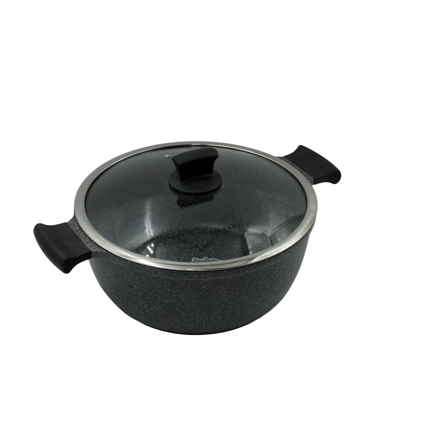 GV-255 Casserole Pot – 28cm Large Non-Stick Granite Finish with Glass Lid – Heavy-Duty Cookware for Family Meals and Entertaining
