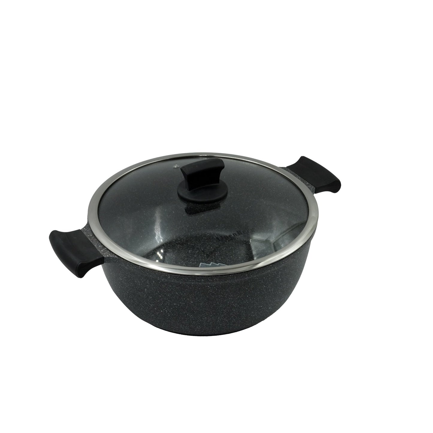 GV-254 Casserole Pot – 24cm Non-Stick Granite Finish with Glass Lid – Medium-Sized Durable Cookware for Everyday Cooking and Serving