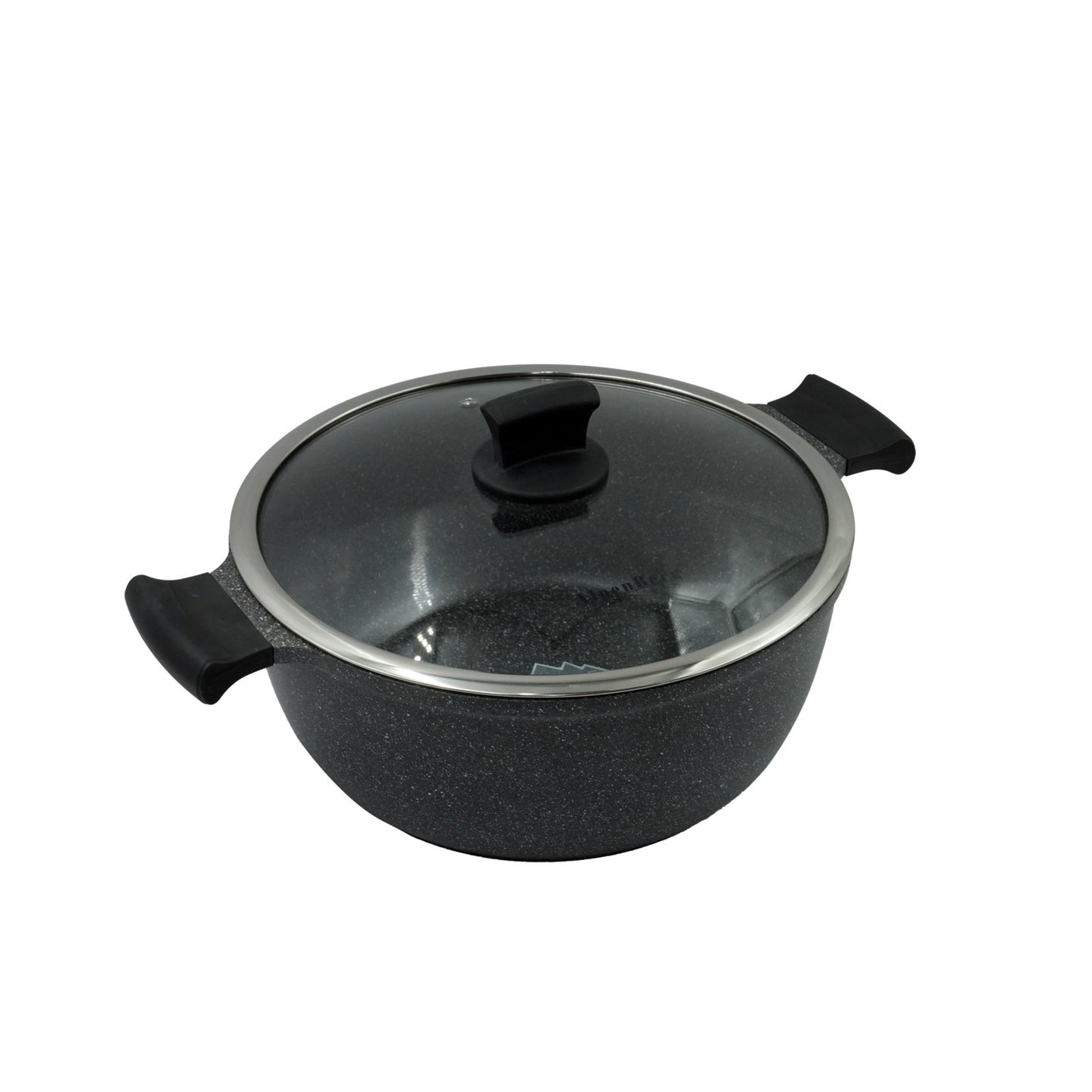 GV-256 Casserole Pot – 32cm Extra-Large Non-Stick Granite Finish with Glass Lid – Heavy-Duty Cookware for Large Families and Bulk Cooking