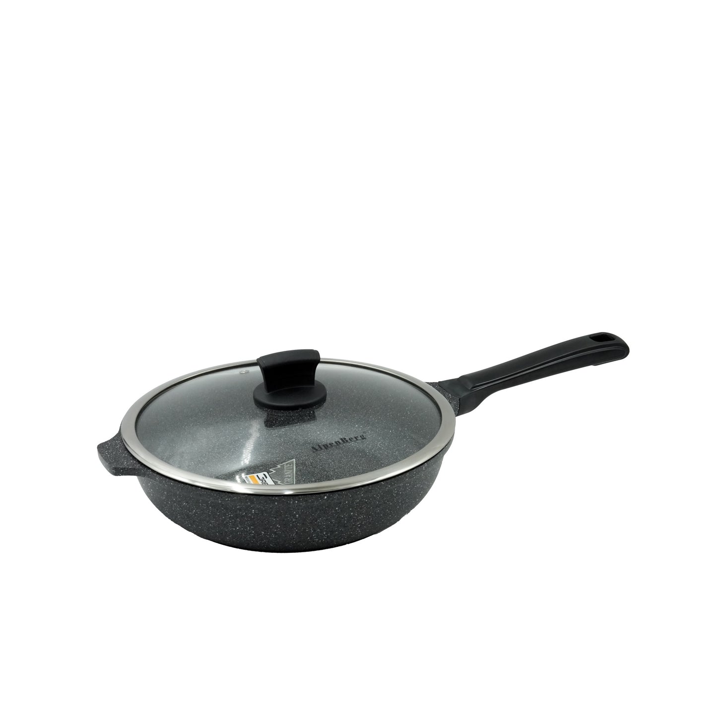 GV-265 Deep Fry Pan – 28cm Non-Stick Granite Finish with Glass Lid – High-Sided Frying Pan for Deep Frying, Stir-Frying, and Everyday Cooking